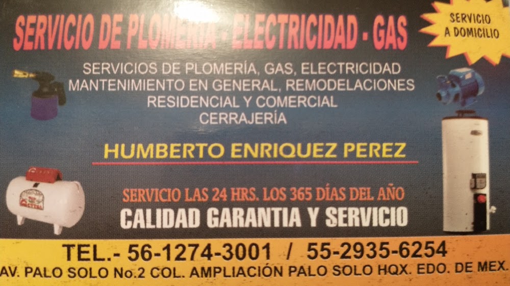 servicios de plomeria y electricidad humberto enriquez perez